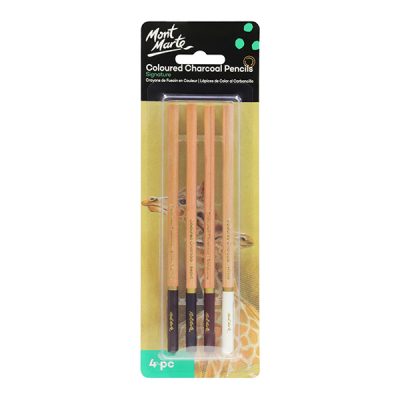 Mont Marte Coloured Charcoal Pencils – Signature Set – 4pc