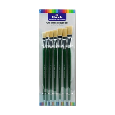 Flash Long Handel Flat – White Bristel Brush Set